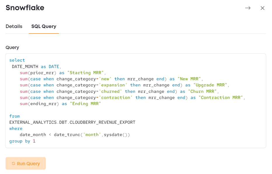 Snowflake Integration SQL Query