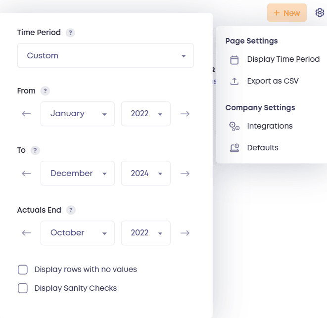 Move Worksheet Actuals foward by one month